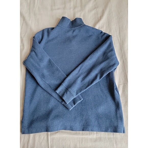 Polo Ralph Lauren Mens L Pullover Sweater 1/4 Zip Blue Casual Leather Tab Logo - Picture 13 of 16